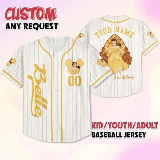 Discover Personalized Princess Belle Beauty And The Beast Valentine Baseball Jersey Shirt