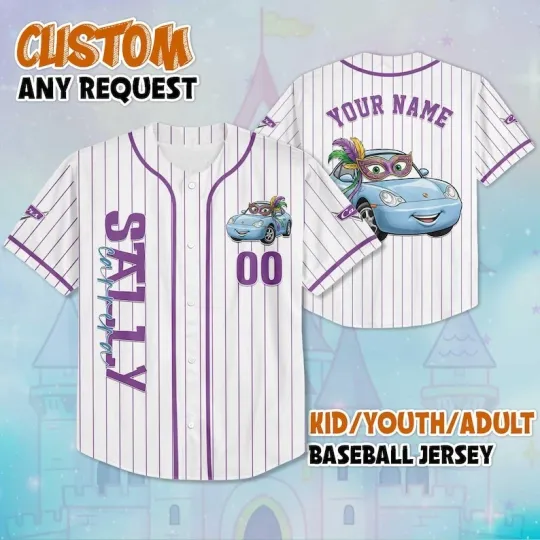 Personalized Sally Carrera Mardi Gras New Orleans Carnival Baseball Jersey Shirt