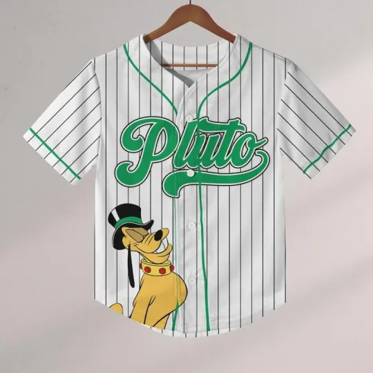 Discover Personalized Pluto St. Patrick’s Day Green White Striped Baseball Jersey Shirt