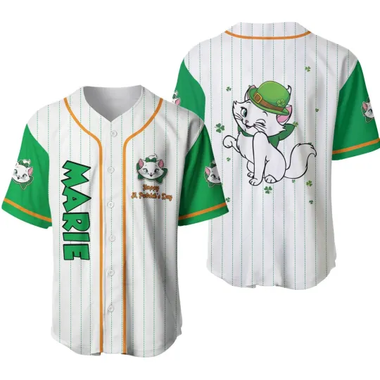 Marie Cat The Aristocats St. Patrick's Day Baseball Jersey Adult