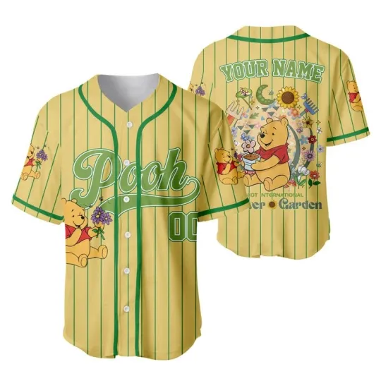 Discover Personalized Pooh Bear Epcot International Flower Garden Baseball Jersey Shirt