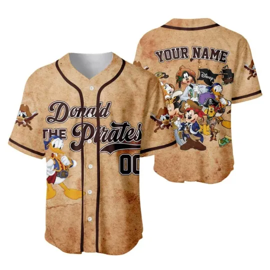 Discover Personalized Retro 90s Donald Duck  & Friends The Pirates Baseball Jersey Shirt