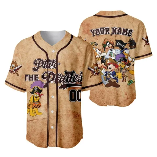 Discover Personalized Retro 90s Pluto Dog & Friends The Pirates Baseball Jersey Shirt