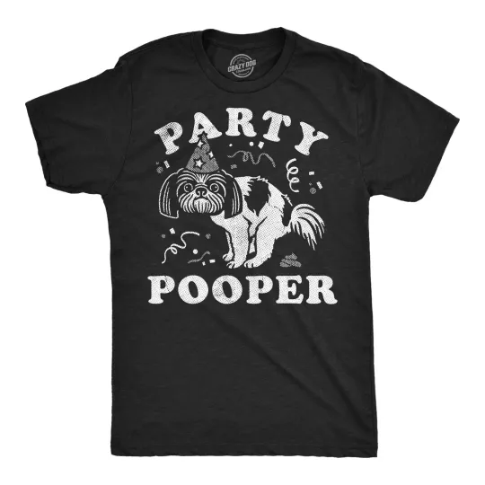 Discover Mens Funny T Shirts Party Pooper Dog Sarcastic Graphic Novelty Tee for Men
