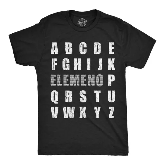 Discover Mens Funny T Shirts Elemeno Sarcastic Alphabet Graphic Novelty Tee For Men