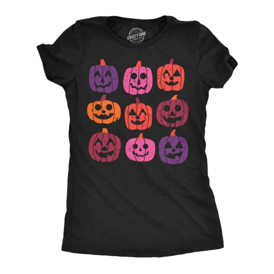 Discover Womens Funny T Shirts Colorful Pumpkins Sarcastic Halloween Graphic Novelty Tee