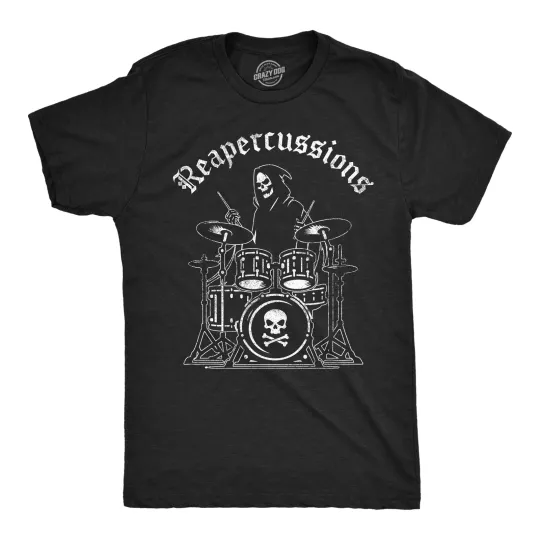 Discover Mens Funny T Shirts Reapercussions Sarcastic Drummer Graphic Novelty Tee for Men