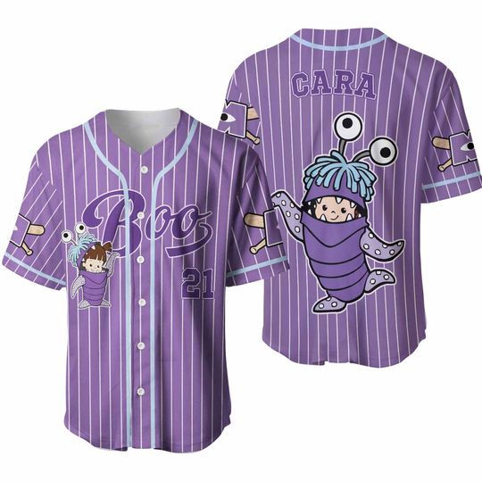 Custom Disney Monster Inc James Boo Purple Simple Baseball Jersey