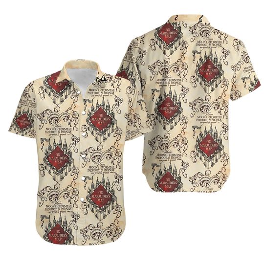 Harry Potter Marauders Map Simplified All Over Print 3D Hawaiian Shirt