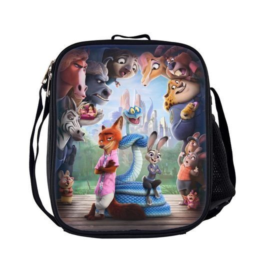 Discover Zootopia 2 Kids Lunch Bag and Backpack Set, Cartoon Animal School Backpack with Pencil Case, Lightweight Oxford Cloth Combo