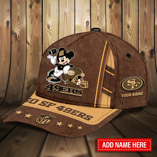 Custom Name football San Francisco 49ers Mickey Mouse Classic Cap