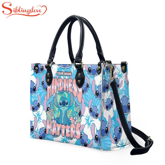 Discover Custom Name Cute Stitch Disney Leather Handbag