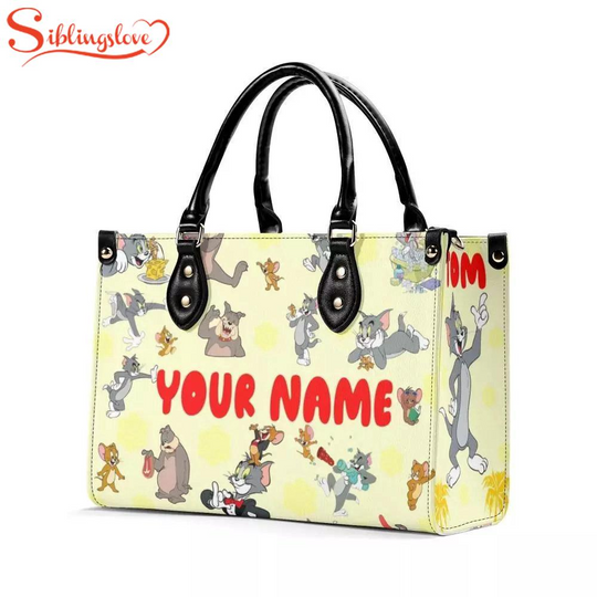 Custom Name Tom and Jerry New Version Leather Handbag