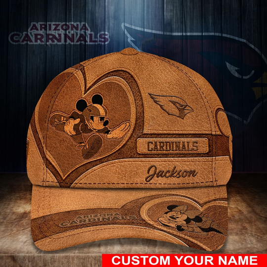 Discover Custom Name football Arizonna Cardinals Mickey Mouse Baseball Cap
