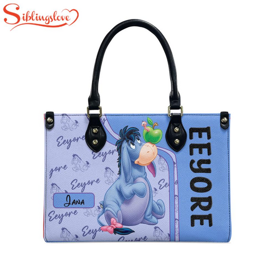 Discover Custom Name Eeyore Winnie The Pooh Cartoon Disney Women Leather Handbag Gift