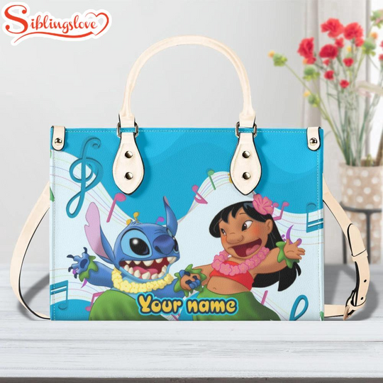Discover Custom Name Stitch and Lilo Leather Handbag
