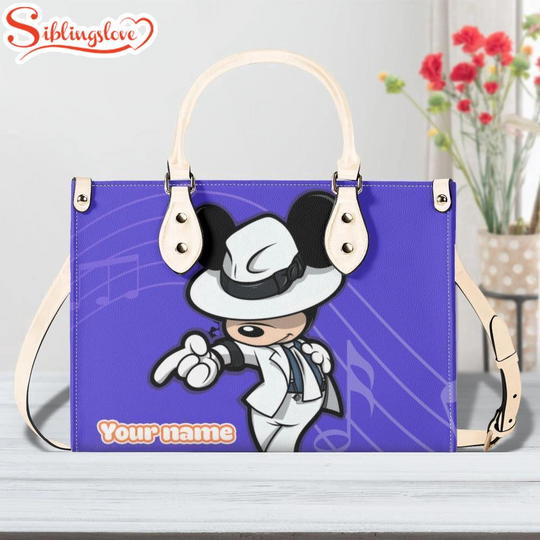 Custom Name Mickey Mouse Michael Jackson Leather Handbag