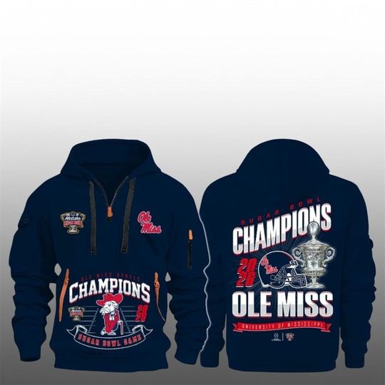 Ole Miss Rebels Sugar Bowl Champions 2026 Quarter Zip Hoodie