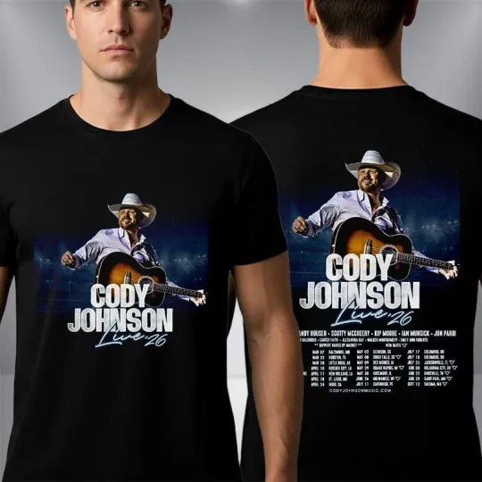 Discover Cody Johnsonn Live 26 North America Tour 2026 Schedule Tour T-Shirt
