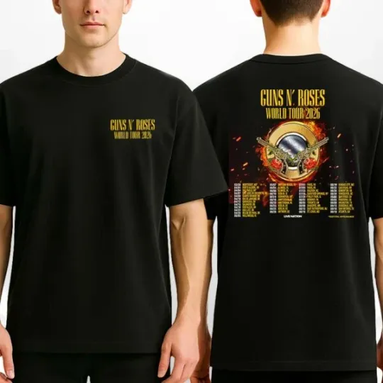Discover Guns N Roses World Tour 2026 Live Nation Concert Dates 2Sides Unisex T-Shirt