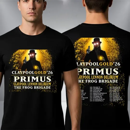 Discover Primus Band Claypool Gold Summer 2026 Tour Schedule Tour Dates T-Shirt