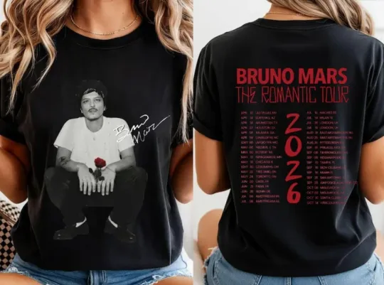Discover Bruno Mars The Romantic Tour 2026 Shirt, Unisex Music Shirt, Music Fan gift