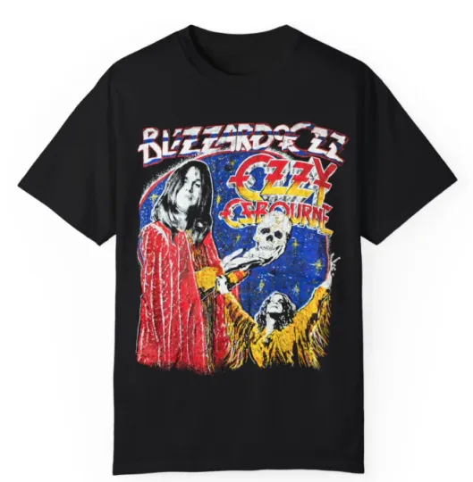 Discover Ozzy Osbourne Band T-Shirt - Ozz Era Blizzard Graphic Double-Sided Tee