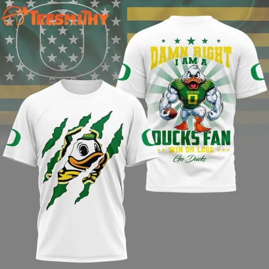 Discover Ducks 2026 NCAA Go Ducks Mascot Special White 3D Shirt