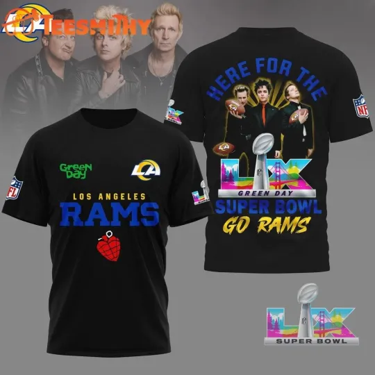 Rams 2026 football Green Day Super Bowl Limited Edition Black 3D Shirt