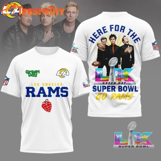 Rams 2026 football Green Day Super Bowl Limited Edition White 3D Shirt