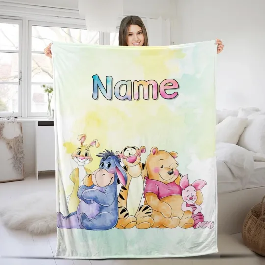 Discover Personalized Winnie The Pooh Fleece Blanket, Pooh And Friends Fleece Blanket