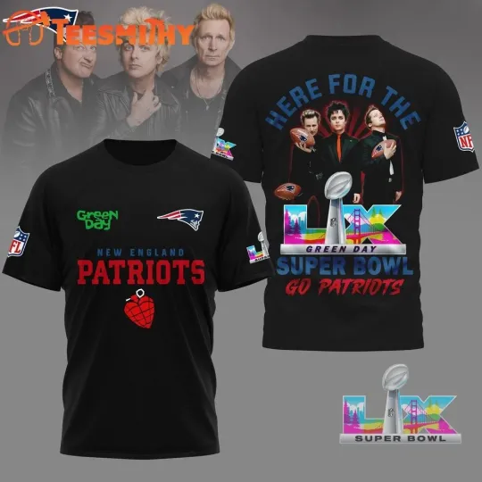 Discover Patriots 2026 football Green Day Super Bowl Limited Edition Black 3D Shirt