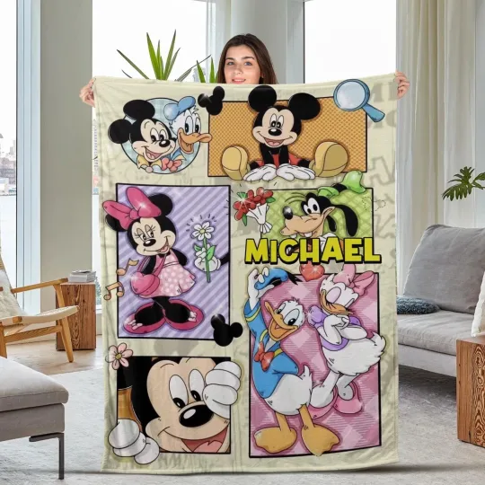 Discover Custom Disney Movie Blanket, Retro Mickey And Friends Fleece Blanket Magic
