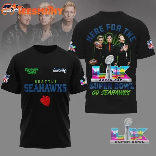 Discover Seahawks 2026 football Green Day Super Bowl Limited Edition Black 3D Shirt