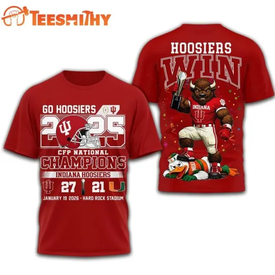Discover Hoosiers NCAA 2026 CFP National Champions Winner 27-21 Score 3D Shirt
