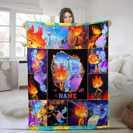Discover Custom Elemental Fire And Water Ember And Wade Fleece Blanket Magic Kingdom