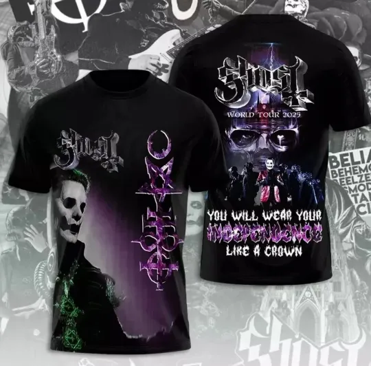 Discover Ghost Rock Band World Tour 2025 The Schedule T-Shirt - 3D Shirt Gift for Fan