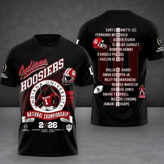 Indiana Hoosier Football 2026 National Championship 3D T- Shirt