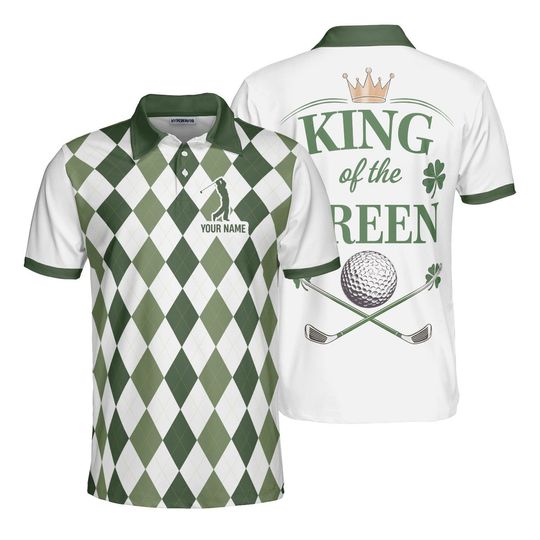 Custom Golf Polo Shirt, 'King of the Green' Design, Personalized with Your Name