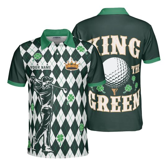 Custom Golf Polo Shirt, 'King of the Green' Design, Personalized with Your Name
