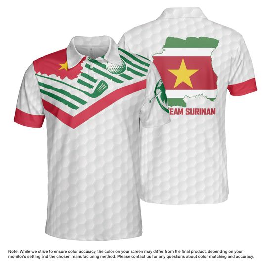 Discover Suriname Flag Golf Polo Shirt, Custom Team Suriname, Map Outline Print