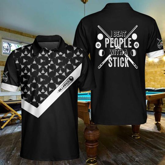 Discover Billiards Ball And Sticks Set Polo Shirt, I Beat People With A Stick Polo Shirt