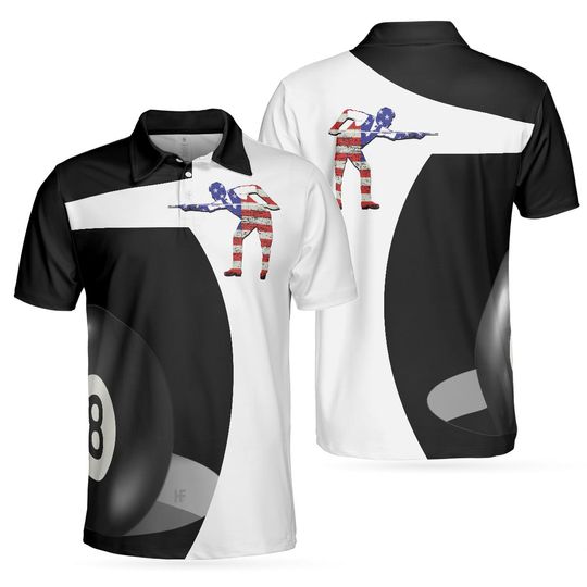 Discover Billiard Shot American Flag Polo Shirt, Best Billiards Shirt For Patriotic Billiards Players