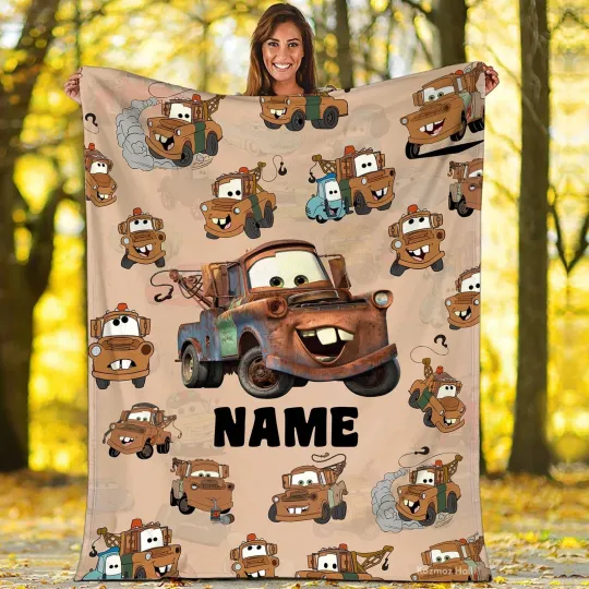 Discover McQueen Cars Blanket | Mater Car Tow Mater Radiator Springs Fleece Blanket