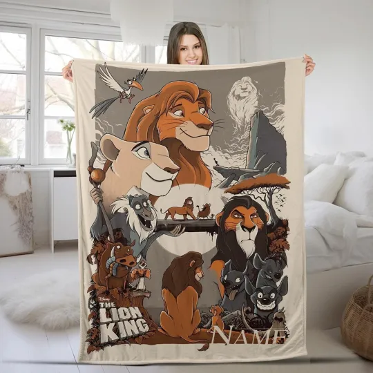 Personalized Disney Lion King Movie Blanket, Simba Mufasa Sofa Fleece Blanket