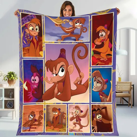 Aladdin Abu Blanket | Aladdin Magic Genie Princess Jasmine Fleece Blanket