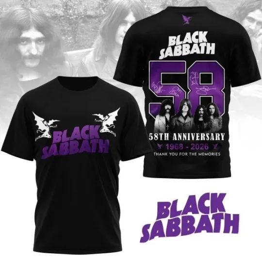 Discover Black Sabath 58th Anniversary 2026 All Over Print 3D T-shirt