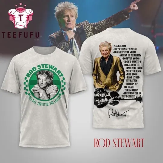 Rod Stewart 2026 Music White Gift For Fans 3D Shirt