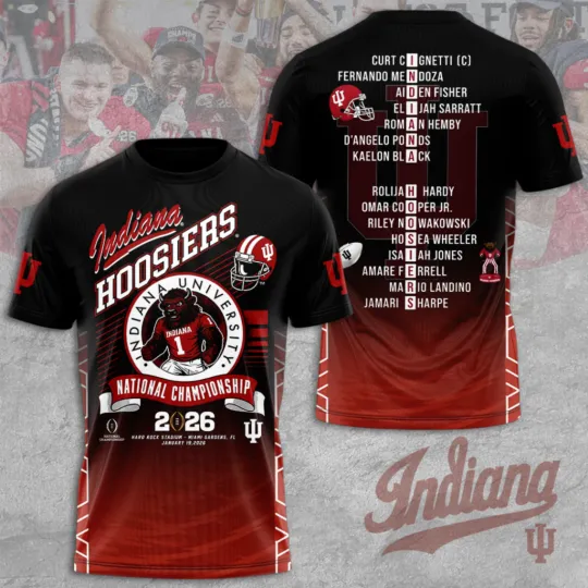 Indiana Hosier Football 2026 National Championship 3D Shirt