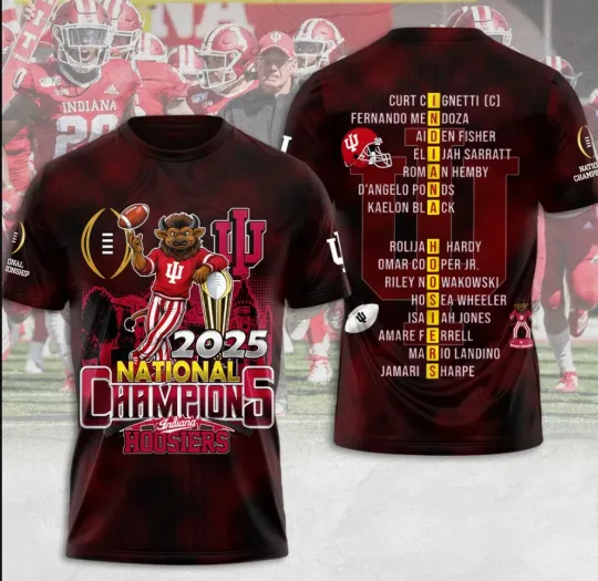 Discover 2025 Indianaa Hoosi1Er National Champions 3D T-Shirt Fulllsize Xs-5Xl